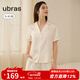 ubras25年新品流光梔子花翻領(lǐng)短袖短褲套裝舒適家居服女睡衣 馥芮白色底梔子花印花 XL