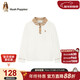 暇步士（Hush Puppies）童裝女童POLO衫大童學(xué)院風(fēng)長(cháng)袖T恤兒童上衣 本白    160   