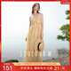 三彩2025夏季新款飄帶連衣裙度假風(fēng)吊帶裙貝殼收腰A字裙長(cháng)裙M