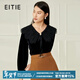 愛(ài)特愛(ài)（EITIE）蕾絲披肩領(lǐng)復古絲絨上衣直筒顯瘦秋新款氣質(zhì)減齡雪紡衫6713411 黑色20 L 165