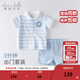 戴維貝拉（DAVE＆BELLA）童裝男童套裝帥氣衣服兒童運動(dòng)套裝男孩夏季新款洋氣短袖夏裝 藍色條紋 110 cm（建議身高100-110cm）