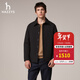 哈吉斯（HAZZYS）男裝 秋冬款翻領(lǐng)男外套行政風(fēng)襯衫式通勤薄款棉服男ASSZU0CCX60 黑色BK L （175/96A 48）