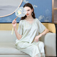 美標真絲睡衣套裝女士夏季短袖蕾絲100%桑蠶絲媽媽家居服 奶綠色 2XL