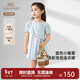英氏（YEEHOO）女童裙子夏季短袖純棉女童連衣裙可愛(ài)碎花裙2025新款公主裙 藍色雛菊 90 cm