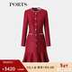 PORTS女裝中袖精美釘珠裝飾收腰連衣裙ALQ9D028UFQ028 紅色 8