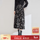 尚都比拉裙子女遮胯顯瘦半身裙高腰改良版印花馬面裙 黑底白花 M 