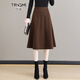 唐謎（TANGMI）高端半身裙女秋冬季2025新款A字傘裙女中長(cháng)裙顯瘦純色垂感大擺裙 876毛呢款-咖色/裙長(cháng)75 M /27(95-105斤)