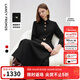 朗姿騏驥紅復古赫本風(fēng)高智長(cháng)袖a字裙25春季新款收腰修身連衣裙 黑色 M