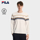 FILA 斐樂(lè )官方男裝針織長(cháng)袖衫2026春新款時(shí)尚條紋休閑舒適純棉長(cháng)T 云菇白-WT M 170/92A/M