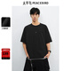 太平鳥(niǎo)男裝【商場(chǎng)同款】 純色刺繡重磅短袖T恤夏新款體恤B2CNF2177 黑色1 L