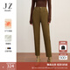 玖姿·安娜蔻休閑刺繡加絨保暖顯瘦鉛筆褲牛仔長(cháng)褲女冬款 咖啡 2XL