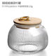 玄女瓷食品玻璃密封罐子儲物罐家用茶葉罐干果五谷雜糧玻璃罐收納罐透明 豎紋-茶葉罐(矮款)