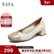 他她（TATA）女鞋2025年秋季新款粗跟鞋子時(shí)尚簡(jiǎn)約淺口女單鞋XMM02CQ5 米/杏 37