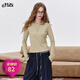 妖精的口袋復古針織長(cháng)袖t恤女2025秋季新款極簡(jiǎn)修身顯瘦內搭上衣 百搭米白色 M