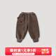巴厘小豬【雙面絨】?jì)和蚋峤q褲子秋冬寶寶加絨保暖褲男童加厚女童休閑褲 深咖 100