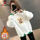 AEMAPE加絨加厚衛衣女2025春秋冬新款甜美風(fēng)印花小熊款保暖長(cháng)袖圓領(lǐng)上衣 MX-8024字母小熊-白色加絨加厚 L _建議100-120斤內