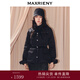 MAXRIENY法式復古x型立領(lǐng)收腰羽絨服25冬款系帶白鴨絨保暖外套女 黑色 L