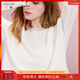 三彩2025秋季新款圓領(lǐng)針織衫鏤空毛衫寬松套頭女 米白色 M 160/84A