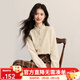 熙世界（sllsky）法式宮廷風(fēng)木耳邊立領(lǐng)襯衫女長(cháng)袖磨毛內搭襯衣新年拜年穿搭 奶杏色 XL