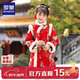 羅蒙女童紅色旗袍加絨新年拜年服連衣裙新中式兒童過(guò)年演出服 紅色140