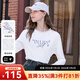 百圖betu女裝2025秋季新款T恤字母印花蕾絲拼接棉感長(cháng)袖上衣女2508T21 白色 M