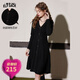 妖精的口袋黑色v領(lǐng)針織連衣裙女2025年春季新款收腰顯瘦氣質(zhì)裙子 霓虹黑色 S