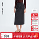 朗姿直筒復古風(fēng)黑色西裝半身裙高級感氣質(zhì)通勤半裙2025年秋季新款 中灰色2 L