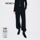 MO&Co.【神褲】休閑褲2025冬新品保溫德絨松緊垂墜長(cháng)直筒高腰MBE4PATT01 靛藍色 XS /155