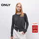 ONLY2025秋季新款利落正肩撞色邊長(cháng)袖開(kāi)衫針織衫女|12533A023 G50 深灰花紗 M