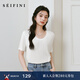 詩(shī)凡黎（‘S EIFINI）詩(shī)凡黎天絲羊毛顯瘦純色短袖T恤上衣女2025夏新款裸膚感圓領(lǐng)百搭T 本白色 L