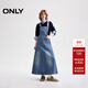 ONLY2025夏季新款復古做舊可調節背帶裙長(cháng)裙連衣裙女|125142044 J34 390洗水牛仔藍 M