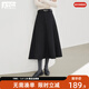 對白黑色A字半身裙女2025冬季新款氣質(zhì)優(yōu)雅通勤顯瘦大擺中長(cháng)傘裙 靜謐黑 M