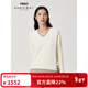 珍貝ZB/珍貝純羊絨衫女25秋季新品撞色邊V領(lǐng)長(cháng)袖套頭簡(jiǎn)約針織衫31348 白色 常規 M (100)