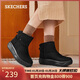 斯凱奇（Skechers）女鞋高幫百搭時(shí)尚厚底增高雪地靴加絨保暖短靴休閑鞋女靴114759