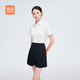 HLA海瀾之家短袖襯衫夏季商務(wù)通勤純色正裝襯衣女裝