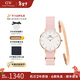 丹尼爾惠靈頓（DanielWellington）DW手表女 櫻花粉女士手表簡(jiǎn)約歐美腕表石英表 新年禮物送女友 28MM DW00100319+金色大號手鐲