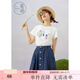 紫涵2020夏季新款T恤圖案印花百搭寬松韓版短袖女潮貓島日記 云霧白 L
