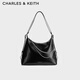 CHARLES&KEITH26春新品大容量鏈條單肩托特包雙肩包CK2-40782798 Noir黑色 L