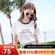 百圖betu女裝2025夏季新款T恤撞色邊字母繡花正肩短袖上衣女2504T33 白色 L