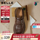 百麗（Belle）復古皮帶扣牛皮樂(lè )福鞋女2026春新商場(chǎng)同款厚底樂(lè )福鞋F2M1DAM6預售 棕色 38