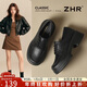 ZHR單鞋女春秋厚底粗高跟小皮鞋女英倫風(fēng)通勤樂(lè )福鞋子女 QE26黑色38