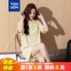 唐獅女裝套裝春夏新款寬松休閑上衣夏季 下裝蛋黃 L