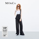 MO&Co.寬松直筒側開(kāi)叉顯瘦美式復古休閑牛仔背帶褲