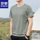 羅蒙（ROMON）短袖T恤男士夏季百搭休閑運動(dòng)圓領(lǐng)大碼冰絲速干上衣 橄欖綠 2XL