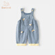 班喜迪女童背帶褲春裝2026新款寶寶休閑褲春秋彎刀褲兒童牛仔褲春季褲子 牛仔藍 80