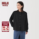 MUJI女式 木棉混雙層紗織長(cháng)袖罩衫女士襯衫襯衣25年秋季女裝上衣 黑色 S (155/80A)