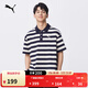 彪馬（PUMA）純棉寬松條紋短袖T恤POLO衫男女情侶新款運動(dòng)上衣 633857 海軍藍-16 L (180/100A)