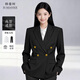 韓曼柯（HANMANKE）西裝外套女商務(wù)面試職業(yè)正裝西服日常通勤百搭女士黑色小西裝外套