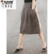 啄木鳥(niǎo)（TUCANO）棉麻復古文藝半身裙女夏季高腰寬松顯瘦休閑松緊腰亞麻a字中長(cháng)裙2 圖片色 (少量現貨) L 【建議110-125斤】