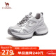 駱駝（CAMEL）【銀熠】老爹鞋女銀色厚底休閑鞋 L25S577144WA 銀/灰(蕾絲面) 38